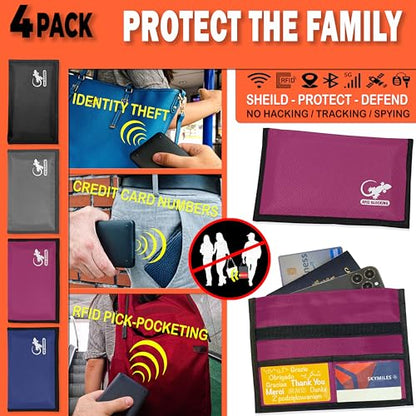 Faraday Bag Anti-Tracking GPS RFID Car Key Signal Blocker Wallet Shielding Pouch Protective Case for Cell Phone Car Key FOB, Data Privacy, Electronic Device Security (4 PACK - FAMILY PACK) - color: 4 PACK - FAMILY PACK
