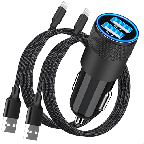 Apple MFi Certified iPhone Car Charger Fast Charging 4.8A Car Phone Charger - color: Ebony Black