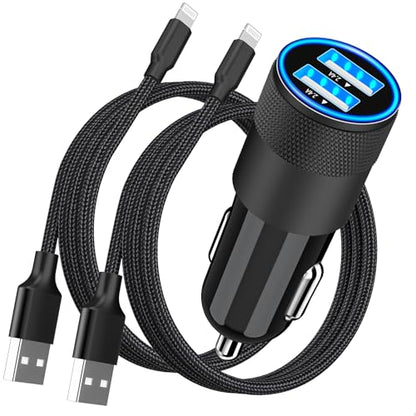 Apple MFi Certified iPhone Car Charger Fast Charging 4.8A Car Phone Charger - color: Ebony Black