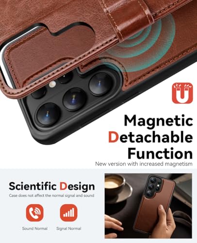 OCASE for Samsung Galaxy S26 Ultra Detachable Wallet Case with Card Holder, [2 in 1] PU Leather Flip Folio Case with RFID Blocking Stand Wrist Strap Shockproof Phone Cover 2026, Dark Brown - color: Dark Brown, size: Samsung Galaxy S26 Ultra
