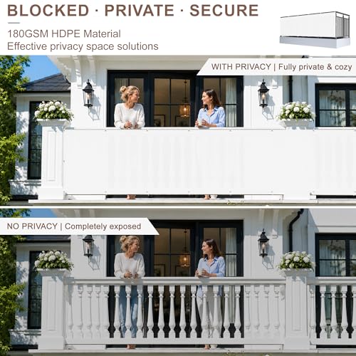 SUNNY GUARD 3' x 10' Balcony Privacy Screen, HDPE Patio Railing Cover Fence - color: White, size: 0 3' x 1 0'