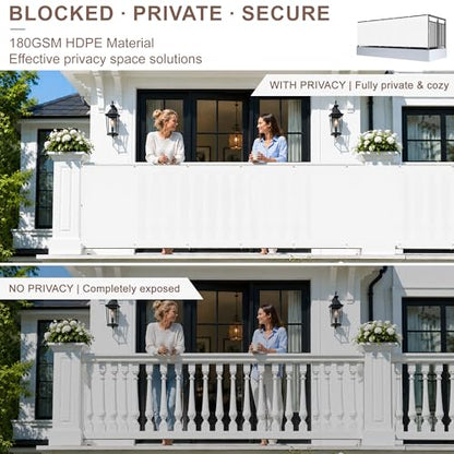 SUNNY GUARD 3' x 10' Balcony Privacy Screen, HDPE Patio Railing Cover Fence - color: White, size: 0 3' x 1 0'