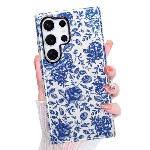 Magnetic for Samsung Galaxy S24 Ultra Case Cute Aesthetic, Blue Rose | Dual Layers Protection Design, Compatible with Magsafe, Sturdy Shockproof Protective Phone Cover - color: Blue Rose, size: for Samsung Galaxy S24 Ultra