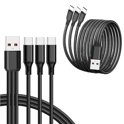 UCEC USB C Multi Charging Cable, 3 in 1 Braided Nylon USB-C Splitter