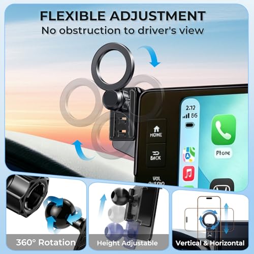 Car Phone Holder for Honda Civic 11th Gen 2026 2025 2024 2023 2022 (Only for 7/9-Inch Screen) 360° Rotation Magnetic Cell Phone Mount, Compatible with Magsafe, Does Not Affect Air Vent - size: Fit for 2022-2026 Civic, 7/9-Inch
