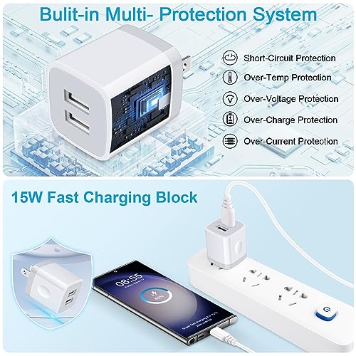 USB Wall Charger,Charging Block,5Pack 2.1A Quick Dual Port Plug Charger Box - color: White