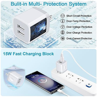 USB Wall Charger,Charging Block,5Pack 2.1A Quick Dual Port Plug Charger Box - color: White