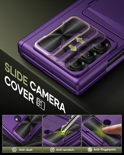 for Samsung Galaxy Z Fold 7 Case, Card Holder & Stand, Dark Purple - color: Dark Purple-Z