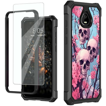 for Schok Volt Sv67q Sv67332 Case with Screen Protector, Military Grade Drop Protection, Dual Layer Hybrid Shockproof Protection TPU Phone Case for Schok Volt Sv67q, Three Skulls - color: Three skulls