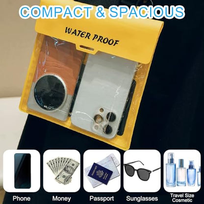 Water-Resistant Phone Pouch with Touch Screen Access, Dry Bag for Phone & Small Essentials, for Swimming, Kayaking, Beach & Travel Yellow