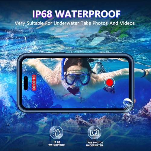 Compatible with iPhone 14 Pro Max Case Waterproof, Built-in Screen & Camera Protector IP68 Underwater Full Body 14FT Military Dropproof Shockproof Phone Case 6.7"-Black/Clear - color: Black, size: iPhone 14 Pro Max