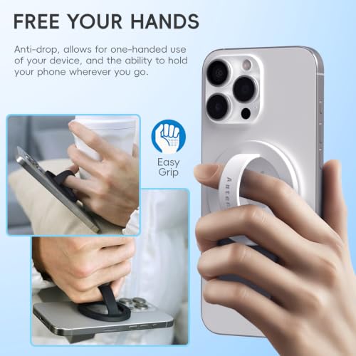 Anteel Magnetic Silicone Ring Grip Phone Holder, Strong Magnetic Attraction, Comfy and Portable, Removable Finger Loop Grip for Magsafe Phone Case (Blue Glitter) - color: Blue Glitter