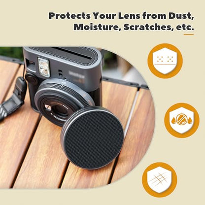 JJC Aluminum Lens Cap Cover Compatible with Fujifilm Instax Mini 41, Dustproof & Anti-Scratches Lens Protector with Soft EVA Interior & Silicone-Textured Surface, Accessories for Fuji Mini 41 - size: For Fuji Mini 41