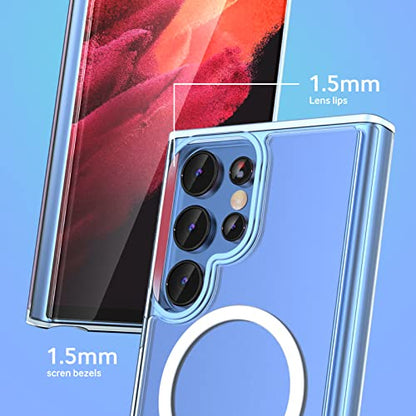 for Samsung Galaxy S23 Ultra Case Clear Magnetic Phone Case [Compatible with MagSafe] Slim Transparent Hard Back Case Cover Military Drop Protection Case - color: Clear, size: S23 Ultra