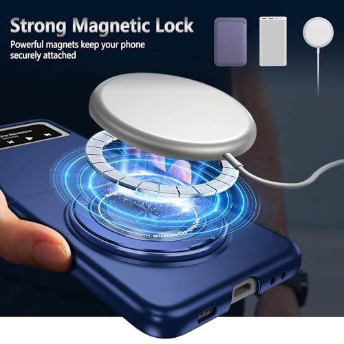 Magnetic Case for Samsung Galaxy Z Flip 3, [Compatible with MagSafe] Military Grade Shockproof Slim fit Samsung Z Flip 3 Phone Case with Magnetic Ring Kickstand Blue - color: Blue, size: Samsung Galaxy Z Flip 3
