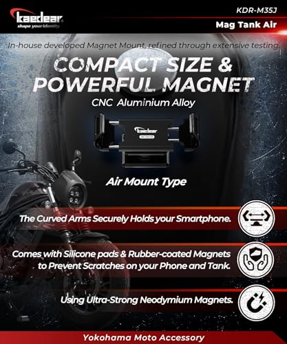 Kaedear Magnetic Motorcycle Phone Mount, Vibration Dampener, KDR-M35J - color: Black / Vibration Absorption Mount