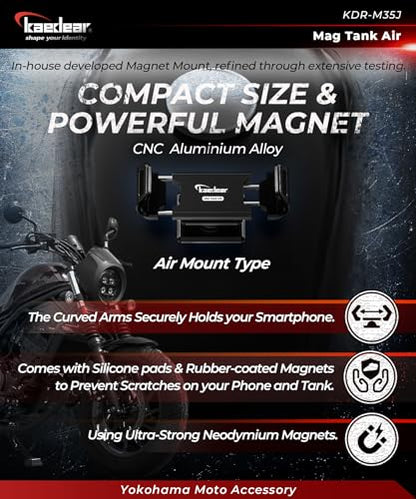 Kaedear Magnetic Motorcycle Phone Mount, Vibration Dampener, KDR-M35J - color: Black / Vibration Absorption Mount