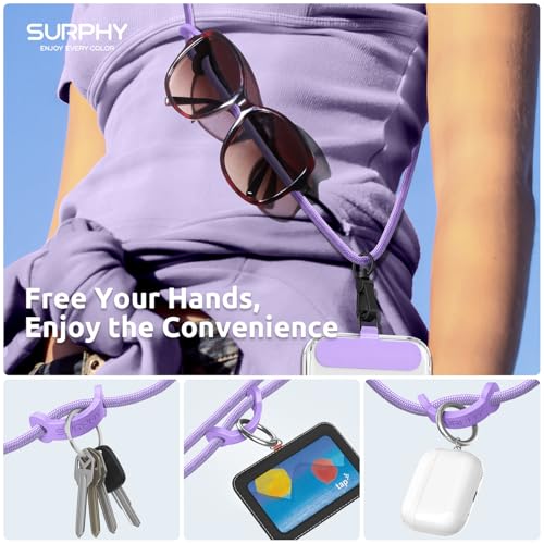 SURPHY Phone Lanyard Crossbody, Phone Strap Crossbody with 2 Tether Tabs - color: Purple