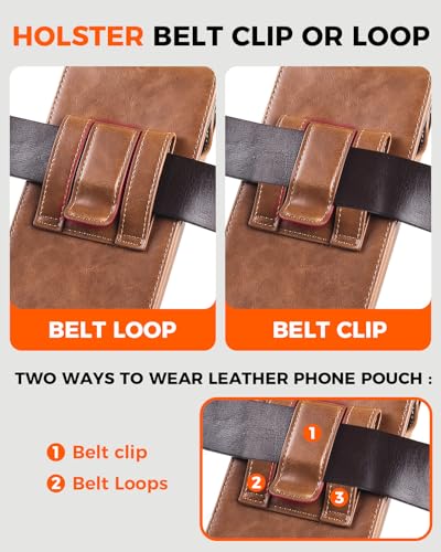 NINKI Leather Holster for Samsung Galaxy Z Fold 8 Ultra / 7/6 / 5 4 3 2 Belt Clip Case with Stylus & S Pen Holder & Card Slot,Carrying Pocket Cover for Samsung Z Fold 8 Ultra Phone Pouch Mens, Brown - color: Brown