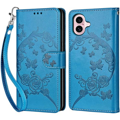 for iPhone 16 Wallet case, Blue-Flower | 3 Card Holders, Kickstand, Shockproof TPU Shell, PU Leather, Magnetic Closure, Protective Flip Folio Cover, Women - color: 7