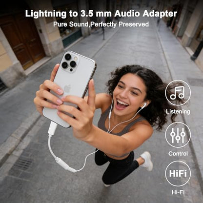 [Apple MFi Certified] 5 Pack Lightning to 3.5 mm Headphone Jack Adapter - color: White