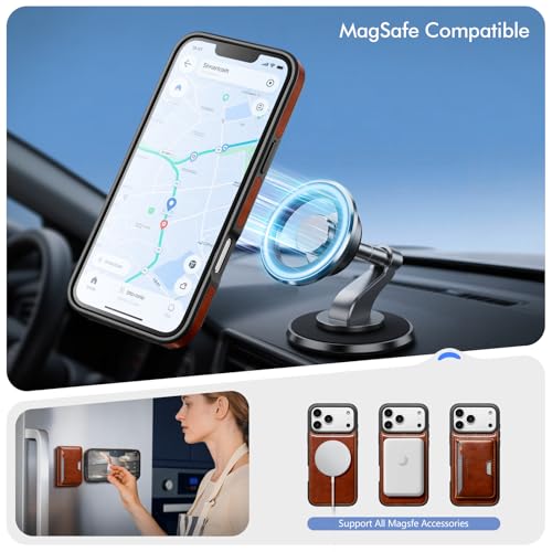 Antsturdy Compatible with MagSafe iPhone 17 Pro Wallet Case,Brown | 2 in 1 Detachable Magnetic,Credit Card Holder Slots,RFID Blocking,PU Leather,Kickstand,Flip Folio Phone Cover for Men & Women - color: Brown, size: iPhone 17 Pro - 6.3"