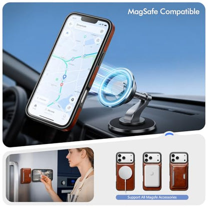 Antsturdy Compatible with MagSafe iPhone 17 Pro Max Wallet Case,Brown | 2 in 1 Detachable Magnetic,Credit Card Holder Slots,RFID Blocking,PU Leather,Kickstand,Flip Folio Phone Cover for Men & Women - color: Brown, size: iPhone 17 Pro Max - 6.9"