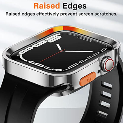 Amizee Rugged Case Compatible with Apple Watch Case Series 9/8/7 41mm SE 3/2/1 Series 6/5/4 40mm, Soft TPU Shockproof Bumper Drop Proof Protective Cover Compatible with iWatch - Plating Silver - color: Plating Silver, size: 40mm/41mm
