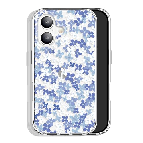 GYZYA for iPhone 17 Case Clear 6.3 Inch with Design, Protective Slim TPU Cover + Shockproof Bumper for Women and Girls (Tiny Flowers/Blue) - color: Flowers018, size: iPhone 17 (6.3 inch)