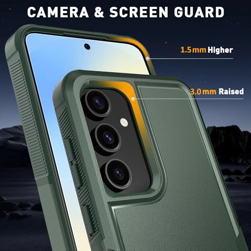 Vinve for Samsung Galaxy S25 FE Case with HD Screen Protector, Military-Grade Shockproof & Dual-Layer Protection, Anti-Slip Grip Design Phone Case, Blackish Green - color: Blackish Green