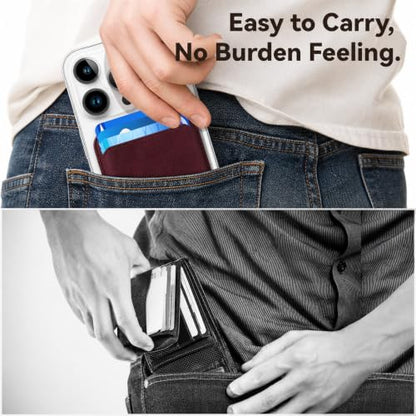 Magnetic Wallet Cell Phone Card Holder for Phone Case with Mag-Safe - color: Berry Red, size: 1 Pack
