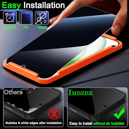 IMBZBK 3 Pack Privacy Screen Protector for iPhone 15 Plus, Tempered Glass - size: 15 Plus 6.7 inch