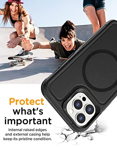 AICase for iPhone 14 Pro Max Case(6.7") Magnetic Heavy Duty 2-Layer Rugged Pocket-Friendly MagSafe Phone Case,Durable Military Grade Protection Shockproof Protective Cover for iPhone 14 Pro Max - color: Black with Magsafe Support