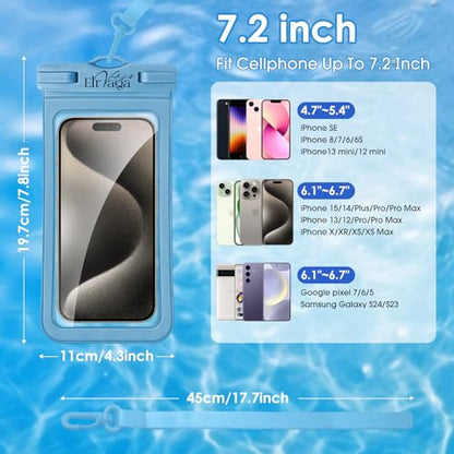 2 Pack IPX8 Waterproof Phone Pouch for iPhone 16/15/14/13 Pro Max Plus (7.2 Inch) - Swimming, Diving, Snorkeling, Snowproof - Touchscreen Friendly Underwater Photography Dry Bag (Blue&Blue) - color: Blue&Blue