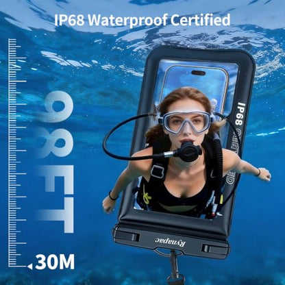 Waterproof Phone Pouch Floating 2 Pack, IP68 Waterproof Phone Case with Lanyard for iPhone 17 16 15 Pro Max, Galaxy S26 Ultra, Touch Screen, Cell Phone Dry Bag for Beach Cruise Essentials, Up to 8.5" - color: Black + Pink