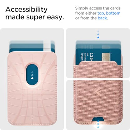 Spigen for MagSafe Wallet, Holds 3 Cards, Strong Magnet, Urban Fit MagFit - color: Fabric Rose Gold, size: 3-Cards