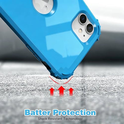 IDweel for iPhone 11 Case with Screen Protector for Women, Luxury Hybrid 3 in 1 Shockproof Slim Fit Heavy Duty Protection Hard PC Cover Soft Silicone Bumper Full Body Case,Glitter Sky Blue - color: Glitter Sky Blue