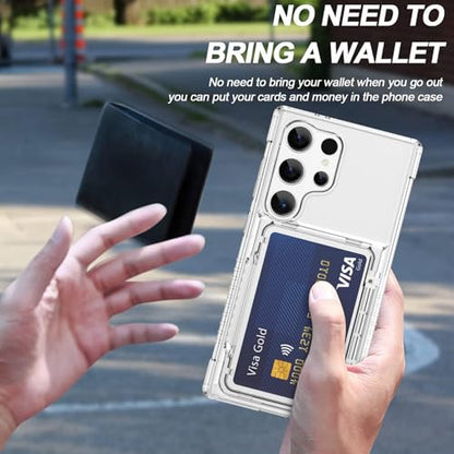 Wallet Case for Samsung Galaxy S25 Ultra with 3 Credit Card Holder | Slot Shockproof Hybrid Heavy Duty Protection Clear Phone Cover Compatible with Galaxy S25 Ultra (Clear) - color: Clear, size: Samsung Galaxy S25 Ultra