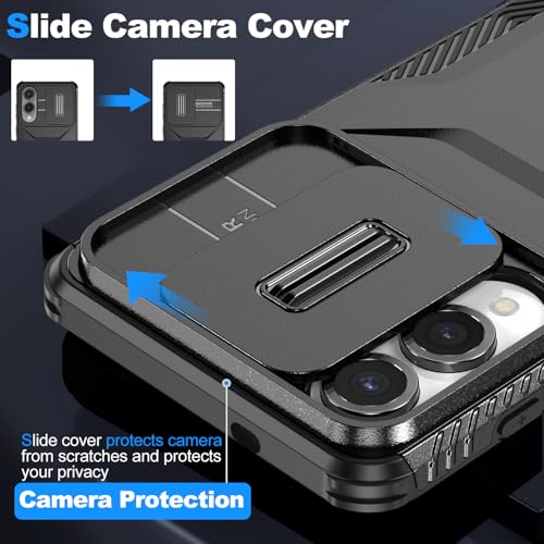 Asuwish Phone Case for Samsung Galaxy S25 Edge 5G with Screen Protector and Slide Camera Cover Rugged Hybrid Shockproof Protective Cell Accessories S25Edge 25S S 25 25Edge 6.66 2025 Women Men Black - color: Black
