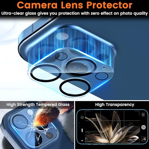 Lesakit 3+3 Pack Privacy Screen Protector for iPhone 12 Pro Max 6.7-Inch with 3 Pack Camera Lens Protector, Anti Spy Tempered Glass Film 9H Hardness Bubble Free Case Friendly - size: iPhone 12 Pro Max