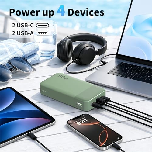 NOBIS 90W Portable Charger 20000mAh Laptop Power Bank Fast Charging - color: Green