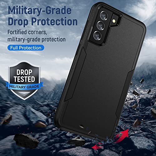 for Samsung Galaxy S21 Plus Case,with HD Screen Protector [Military Grade Drop Tested] Heavy-Duty Tough Rugged Shockproof Protective Case for Samsung S21 Plus, Black - color: Black