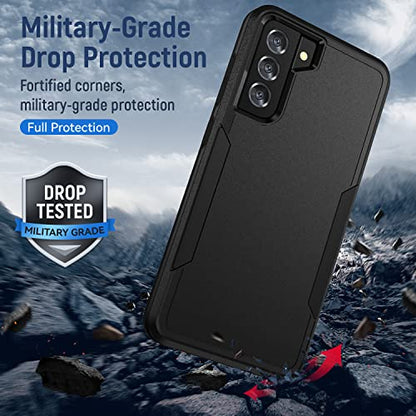 for Samsung Galaxy S21 Plus Case,with HD Screen Protector [Military Grade Drop Tested] Heavy-Duty Tough Rugged Shockproof Protective Case for Samsung S21 Plus, Black - color: Black