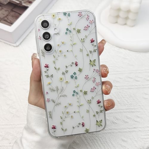 for Samsung Galaxy A15 Case, Floral Flowers Cute Aesthetic Clear Floral Branch Pattern Case for Women Girls,Transparent Slim Soft Shockproof Cover for A15,Flower Branch - color: Flower Branch, size: for Samsung Galaxy A15