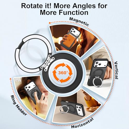 360°Magnetic Swivel Ring for iPhone 17 Pro Case-Black - color: Black, size: iPhone 17 Pro