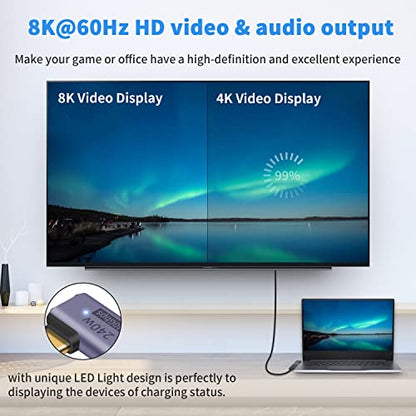 Poyiccot USB C Right Angle Adapter PD 240W for Thunderbolt 4/3, Right Angle 90 Degree USB C Male to Female Extender USB 4.0 L Shape Connector with 8K@60Hz Video for iPad, MacBook, 2-Pack - size: usb c adapter male to female 90 degree L shape