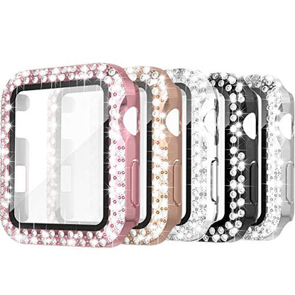 Simpeak 5-Pack Women Bling Screen Protector Case Compatible with Apple Watch 38mm 40mm 41mm 45mm Series 11 42mm 46mm, Screen Case Compatible with iWatch Series 11 10 9 8 7 6 5 4 3, 42mm(Series 1/2/3) - size: 42mm(Series 1/2/3)