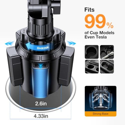 Coolpow Cup Holder Tablet Holder for Car【15" Height Adjustable】 Car Cup Holder ipad Car Mount for Truck Stand Car Tablet Holder Multi Angle Car Mount for All 4.7"-13" Apple iPad Samsung Galaxy Tab