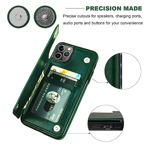 ONETOP for iPhone 11 Pro Max Wallet Case with Credit Card Holder,Green - color: Green