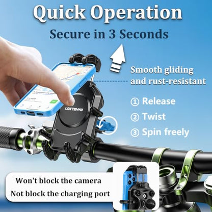 LOKTENWO Adjustable Motorcycle Phone Mount with Triple Vibration Dampener
